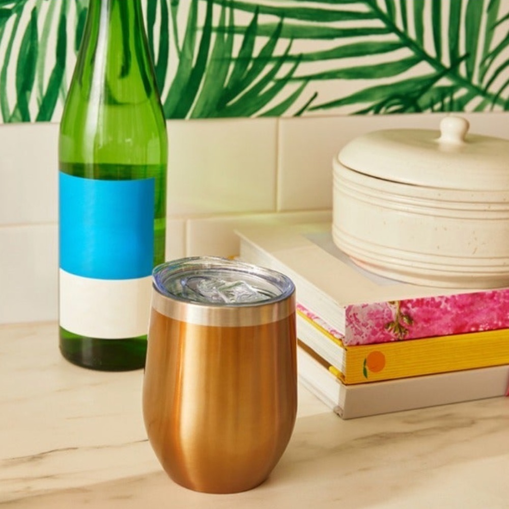 Chic & Tonic 12 oz Stainless Steel Wine / Coffee Tumbler Brushed Gold [& Silver]